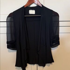 Black Sheer Short Sleeve silk Cardigan with 3-way wear